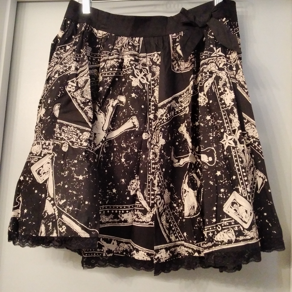Lucky 13 Tattoo Flash Pin Up Girl Skull Skirt